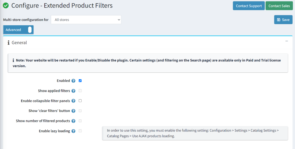 extended product filters configure